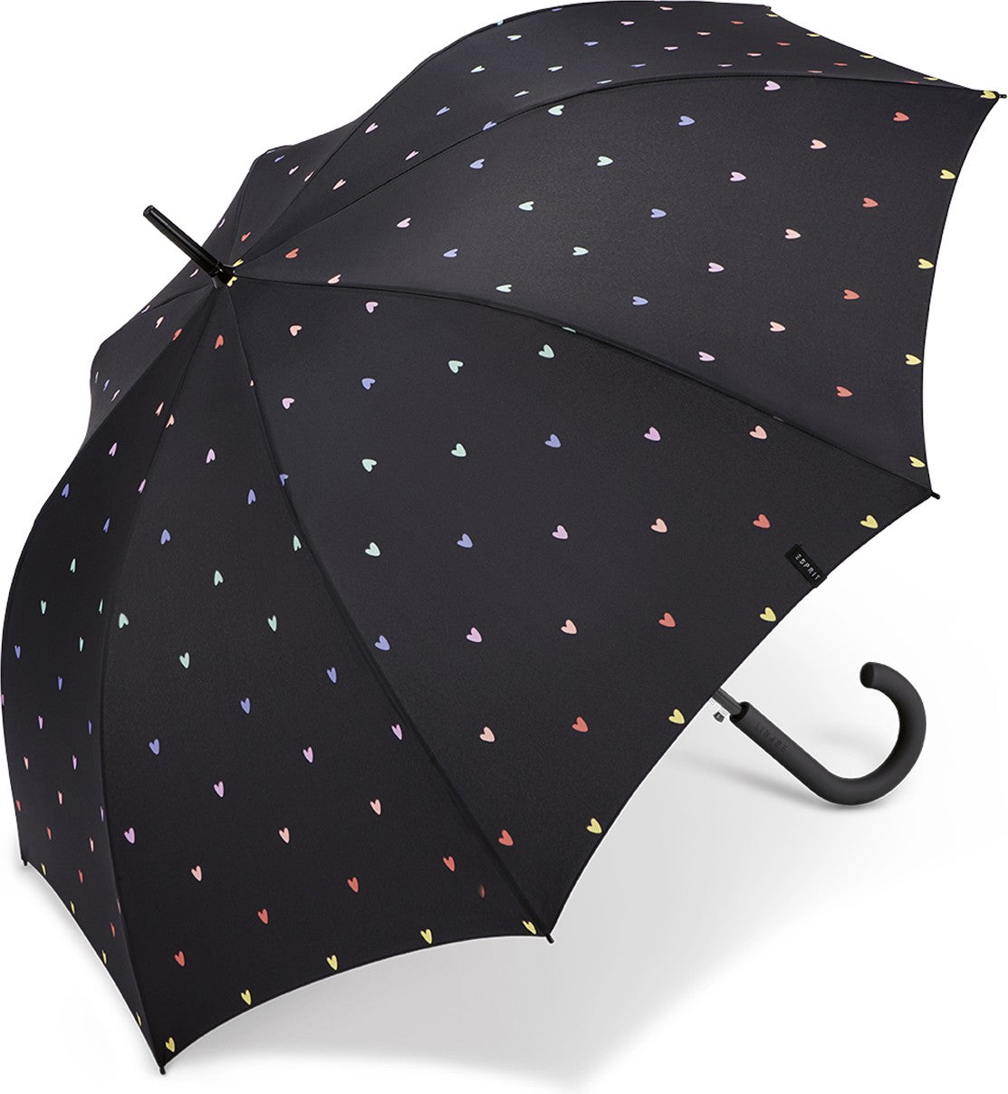Long parapluie sweetheart avec canne - couleur Noir
