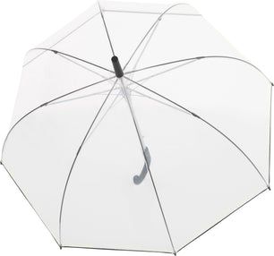 Long parapluie transparent avec bord noir et canne - couleur Transparent