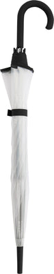 Long parapluie transparent avec bord noir et canne - couleur Transparent