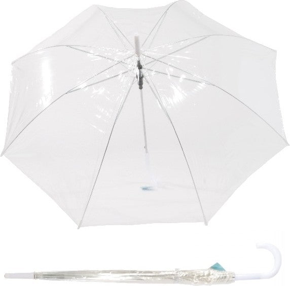 Long parapluie transaprent avec canne blanche