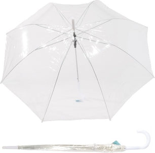 Long parapluie transaprent avec canne blanche