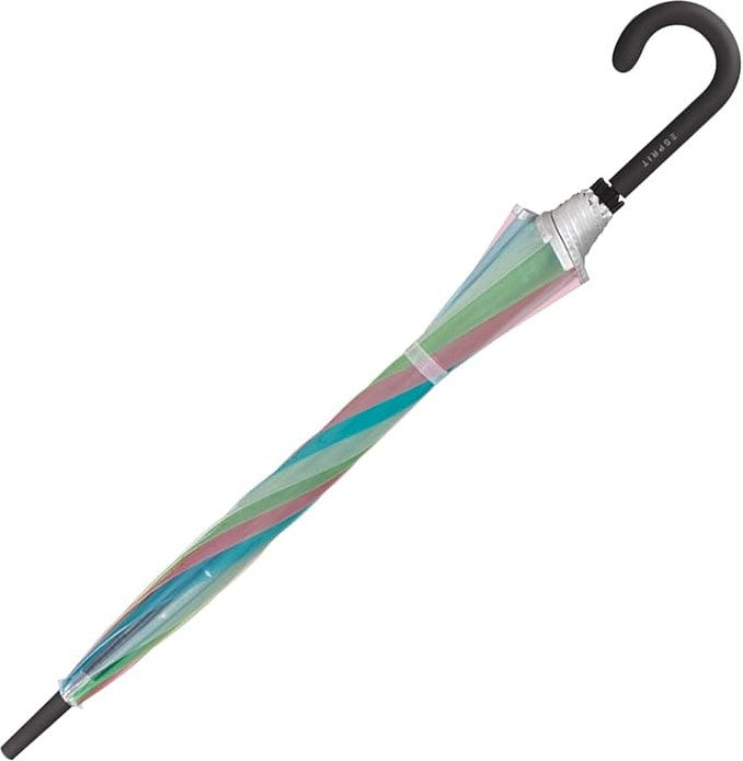 Long parapluie transparent rainbow avec canne - couleur Noir