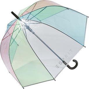 Long parapluie transparent rainbow avec canne - couleur Noir