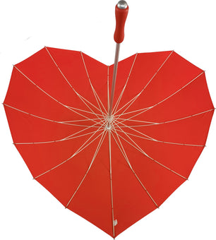 Long parapluie un i en forme de cœur - couleur Rouge