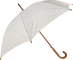 Long parapluie uni avec canne bois - couleur Blanc