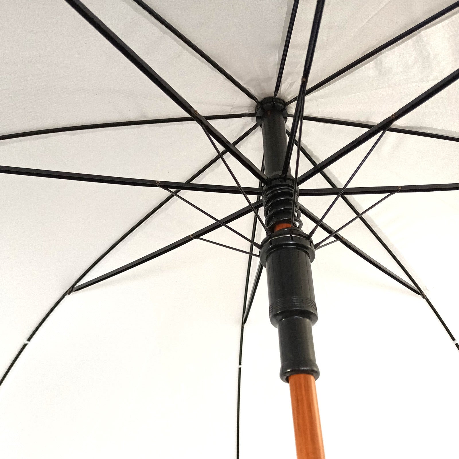 Long parapluie uni avec canne bois - couleur Blanc