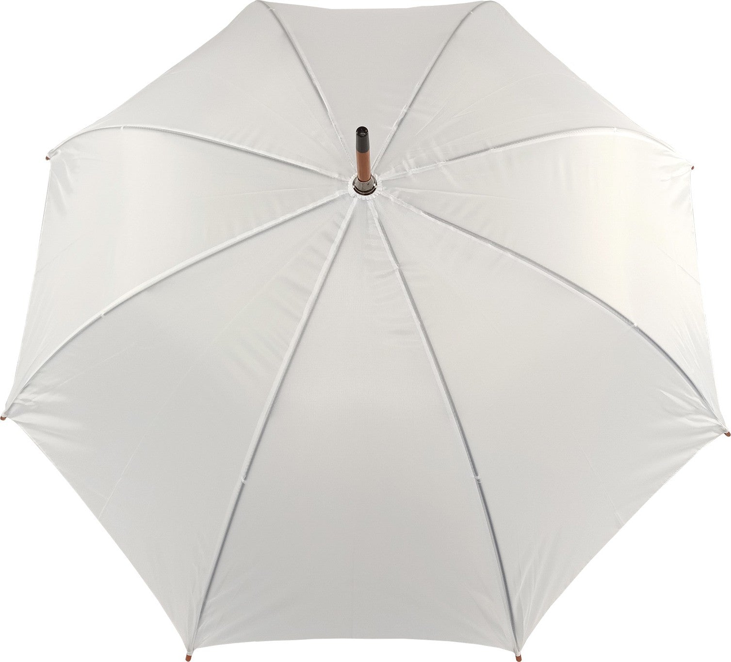 Long parapluie uni avec canne bois - couleur Blanc