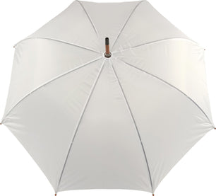 Long parapluie uni avec canne bois - couleur Blanc