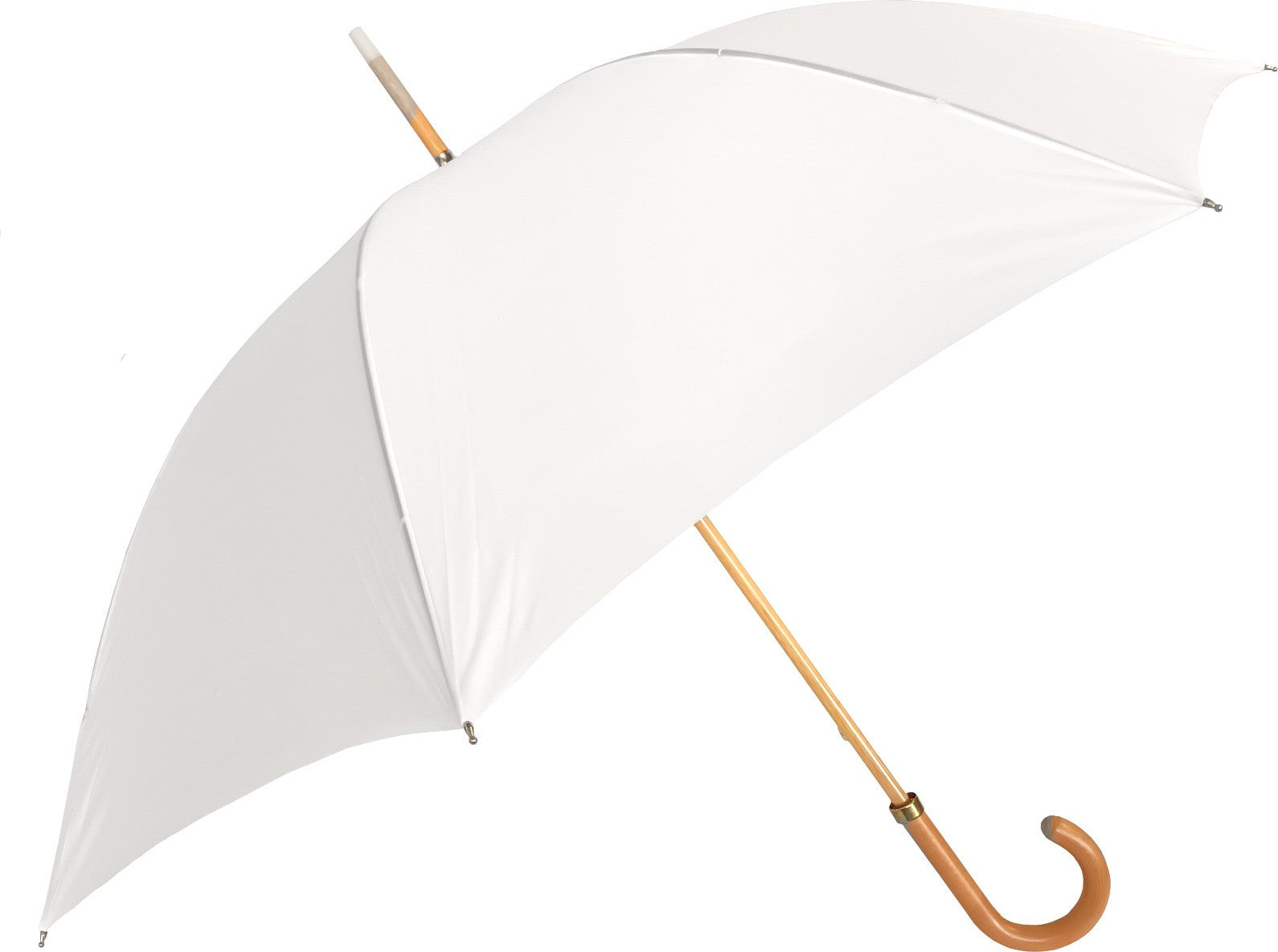 Long parapluie uni avec canne en bois - couleur Blanc