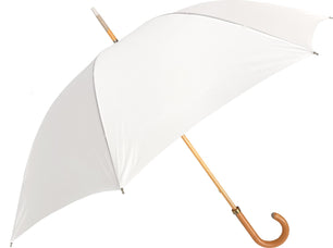 Long parapluie uni avec canne en bois - couleur Blanc