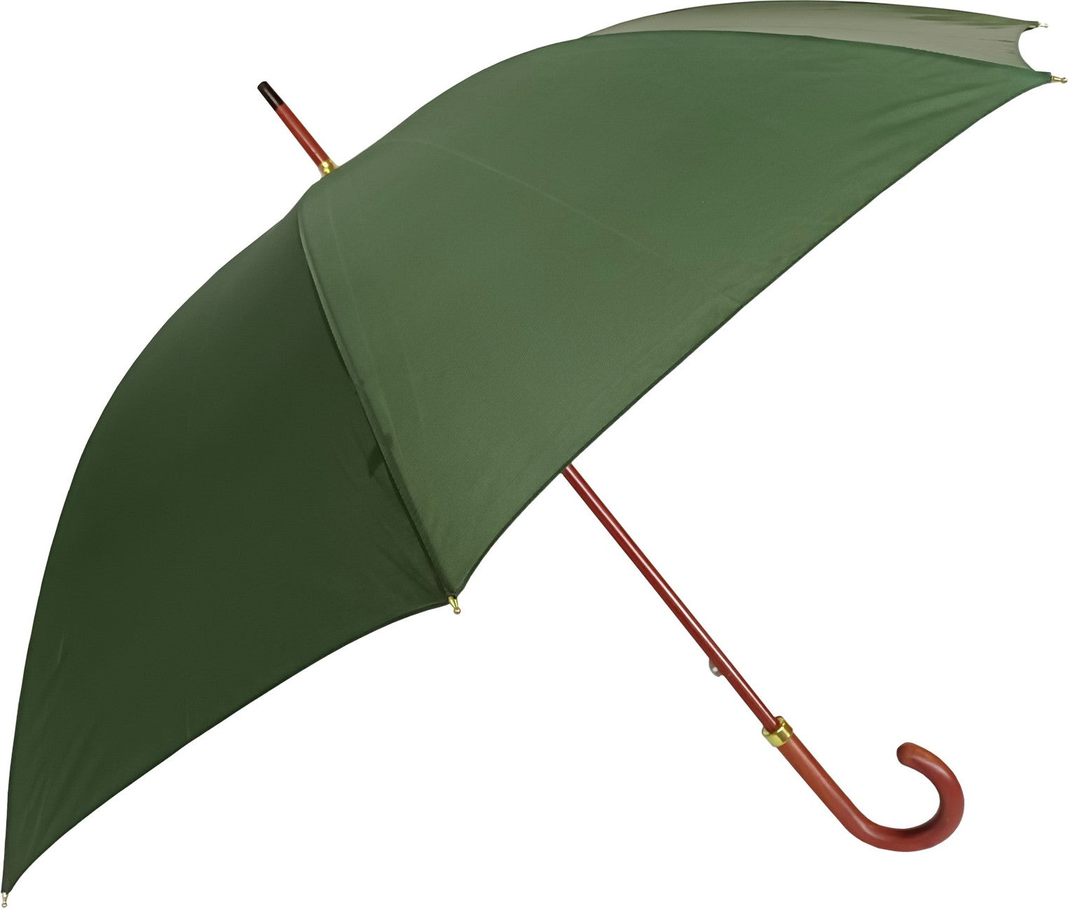 Long parapluie uni avec canne en bois - couleur Vert
