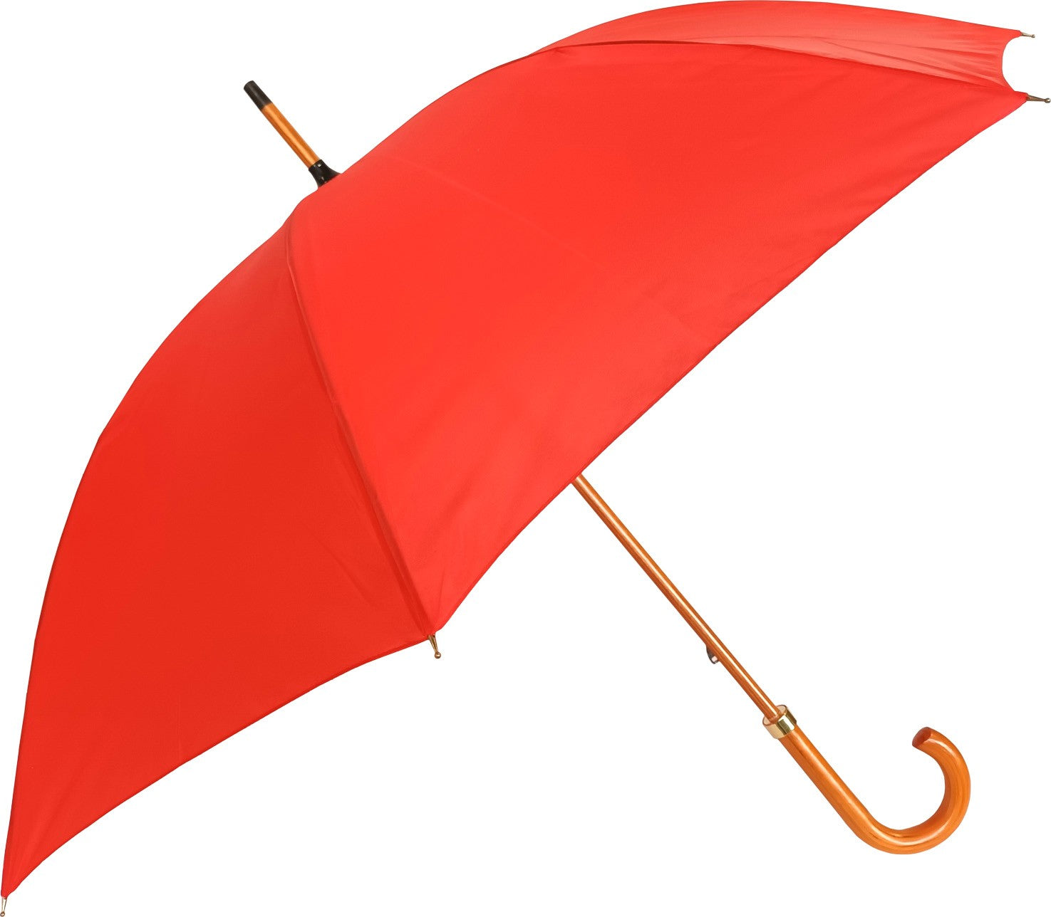 Long parapluie uni avec canne en bois - couleur Rouge