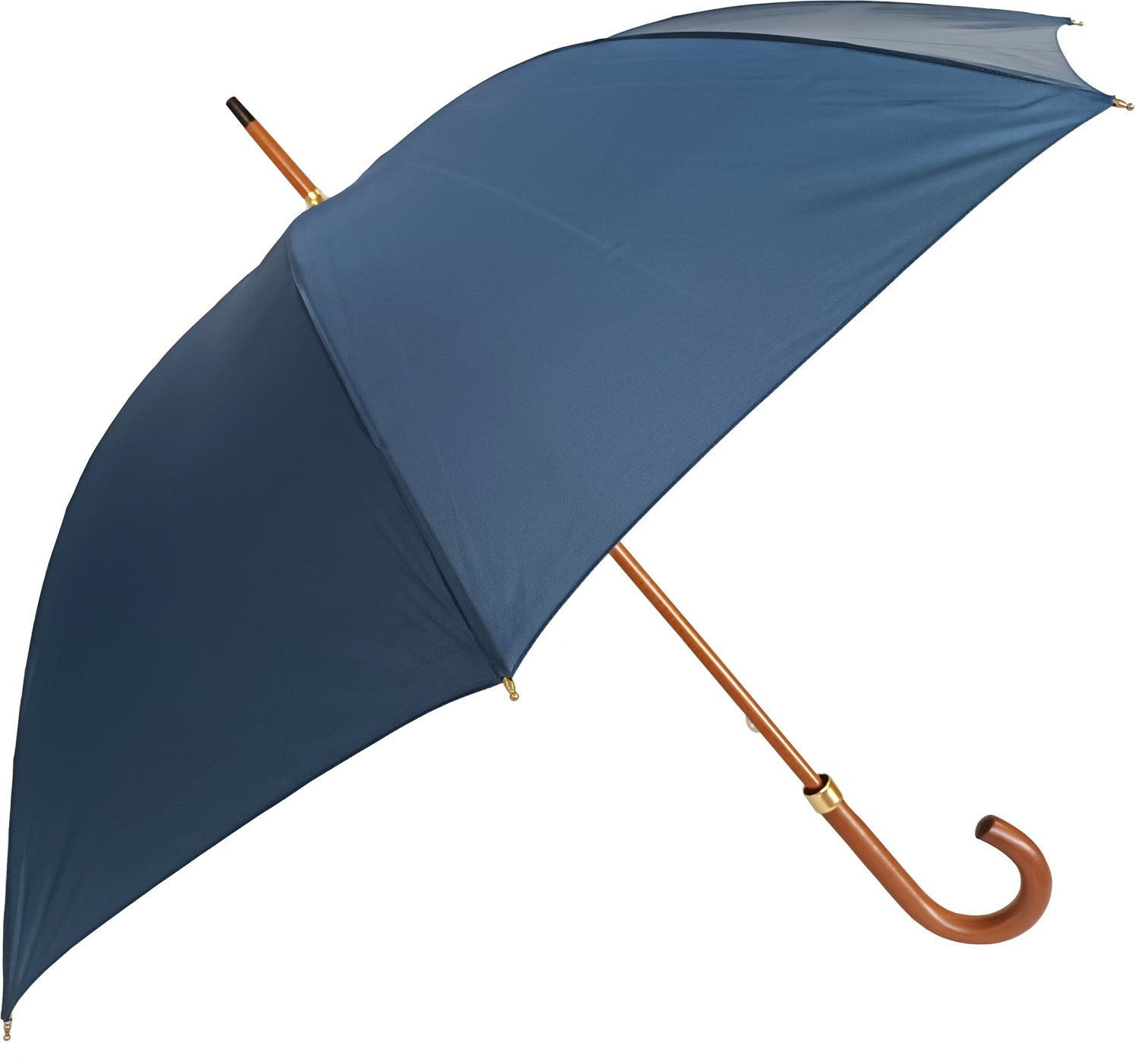Long parapluie uni avec canne en bois - couleur Marine