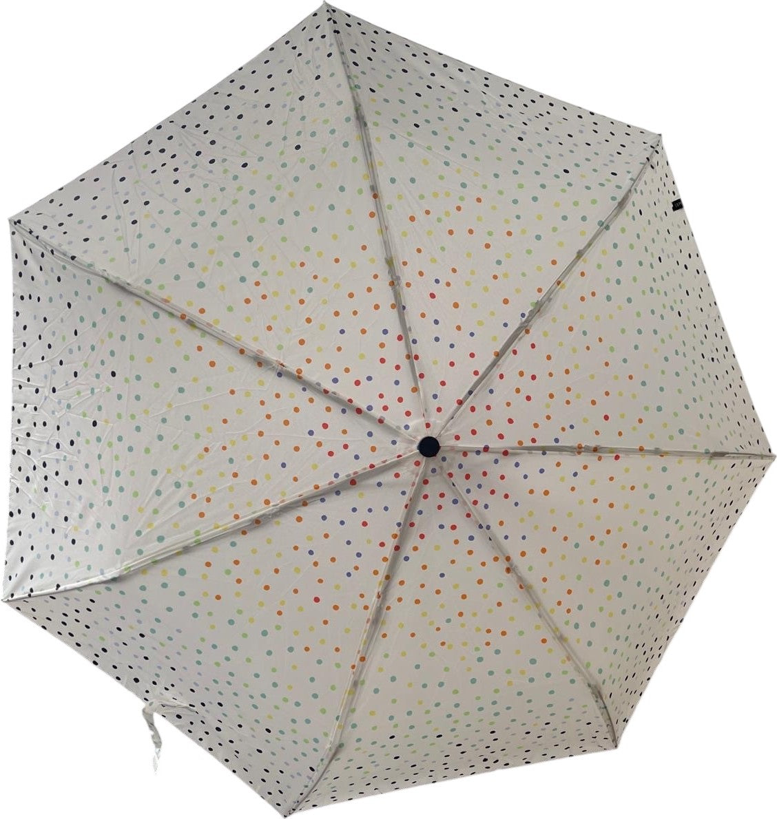 Mini parapluie candy pearls uni avec pois multicolore - couleur Blanc