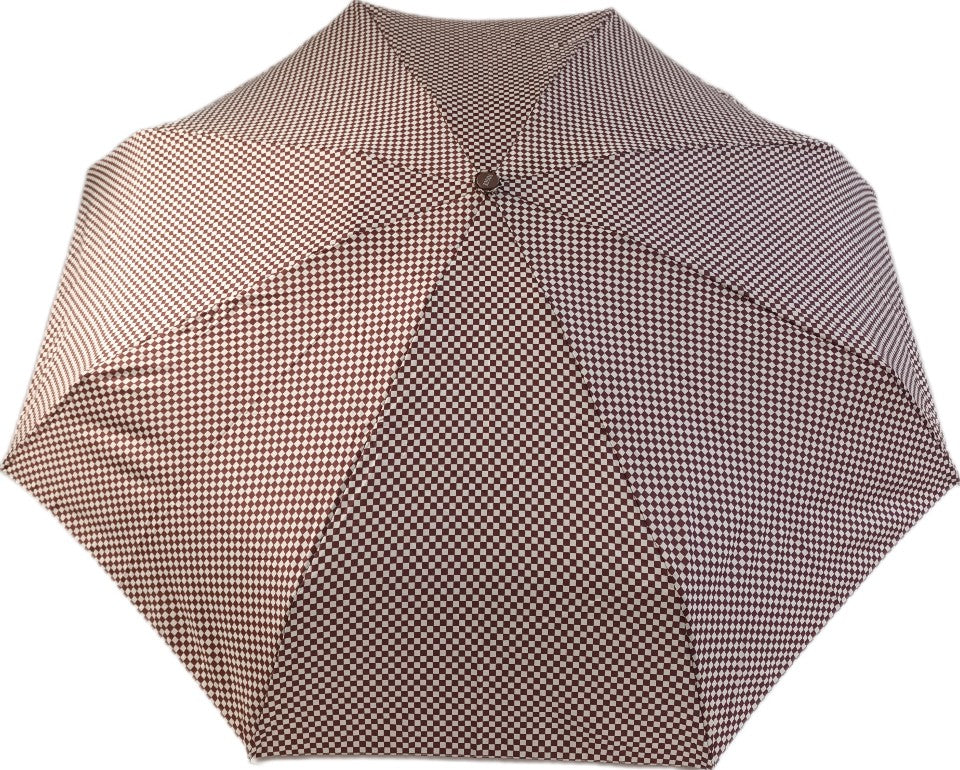 Parapluie de poche Vogue à damier beige et brun sur prorain.shop - couleur Marron
