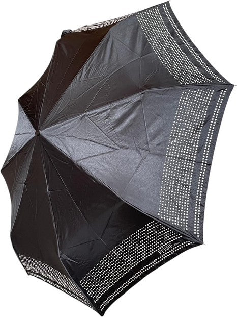 Moyen parapluie avec strass et manche ergonomique - couleur Noir