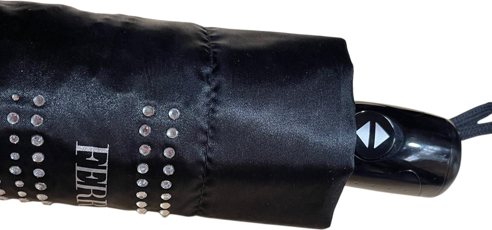 Moyen parapluie avec strass et manche ergonomique - couleur Noir