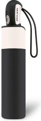 Parapluie de poche bicolore Pierre Cardin poignée droit - couleur Noir/blanc