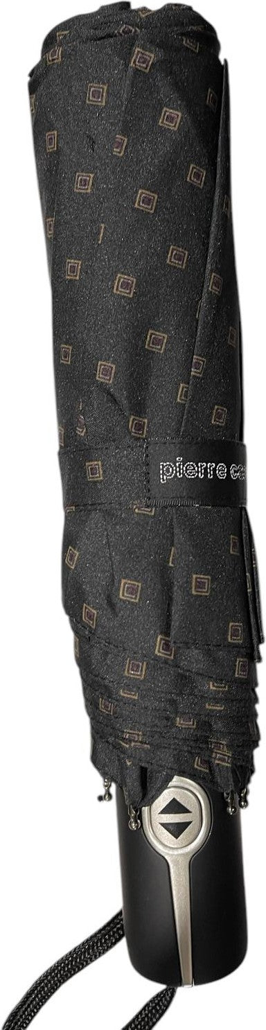 Parapluie de poche Pierre Cardin à motif poignée droite - couleur Petits Carrés Bruns