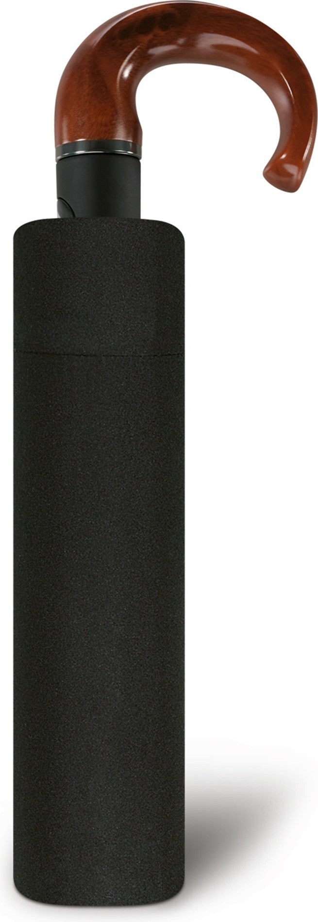 Parapluie de poche Pierre Cardin noir avec canne - couleur Noir