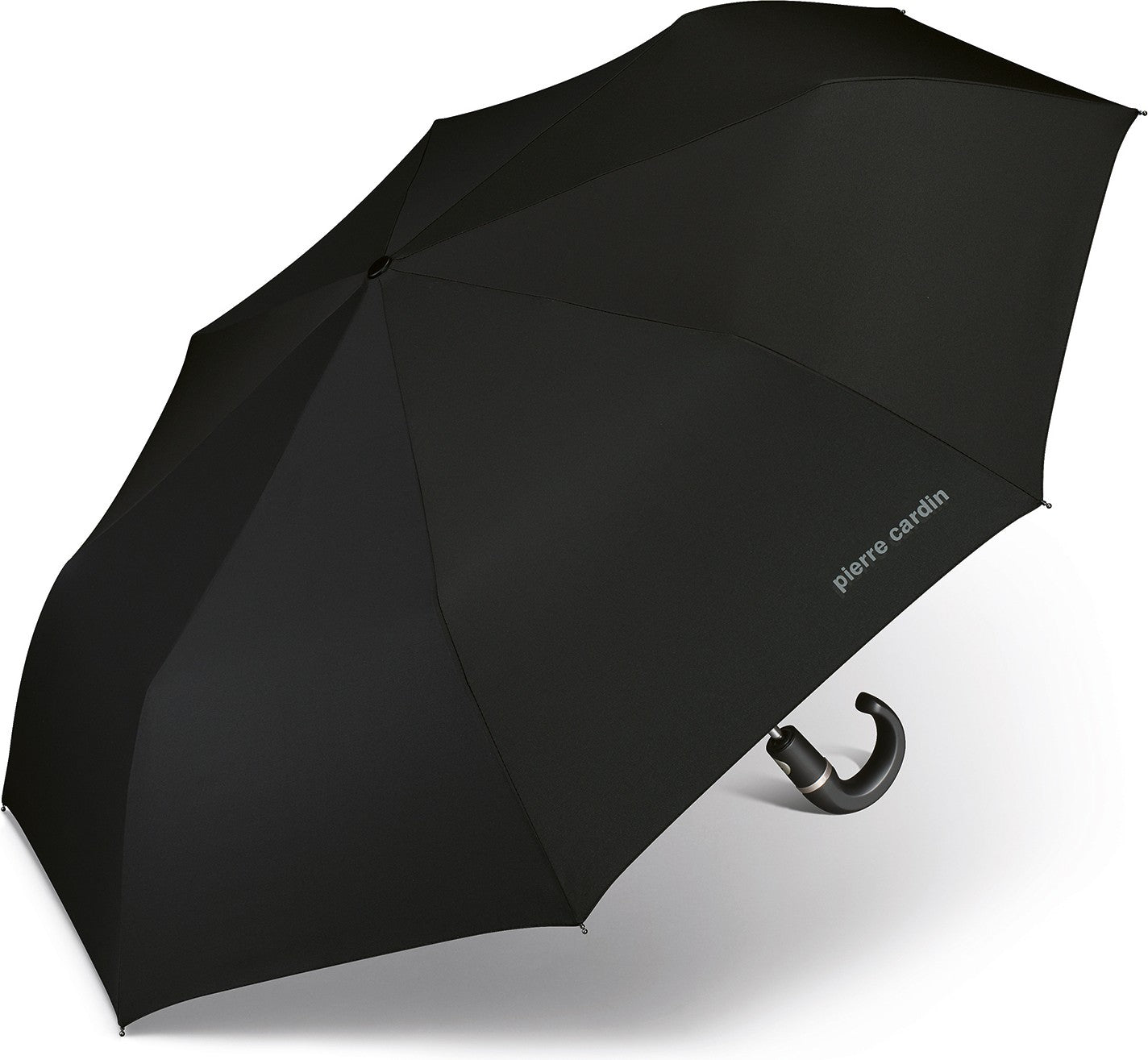 Parapluie de poche Pierre Cardin noir avec canne - couleur Noir