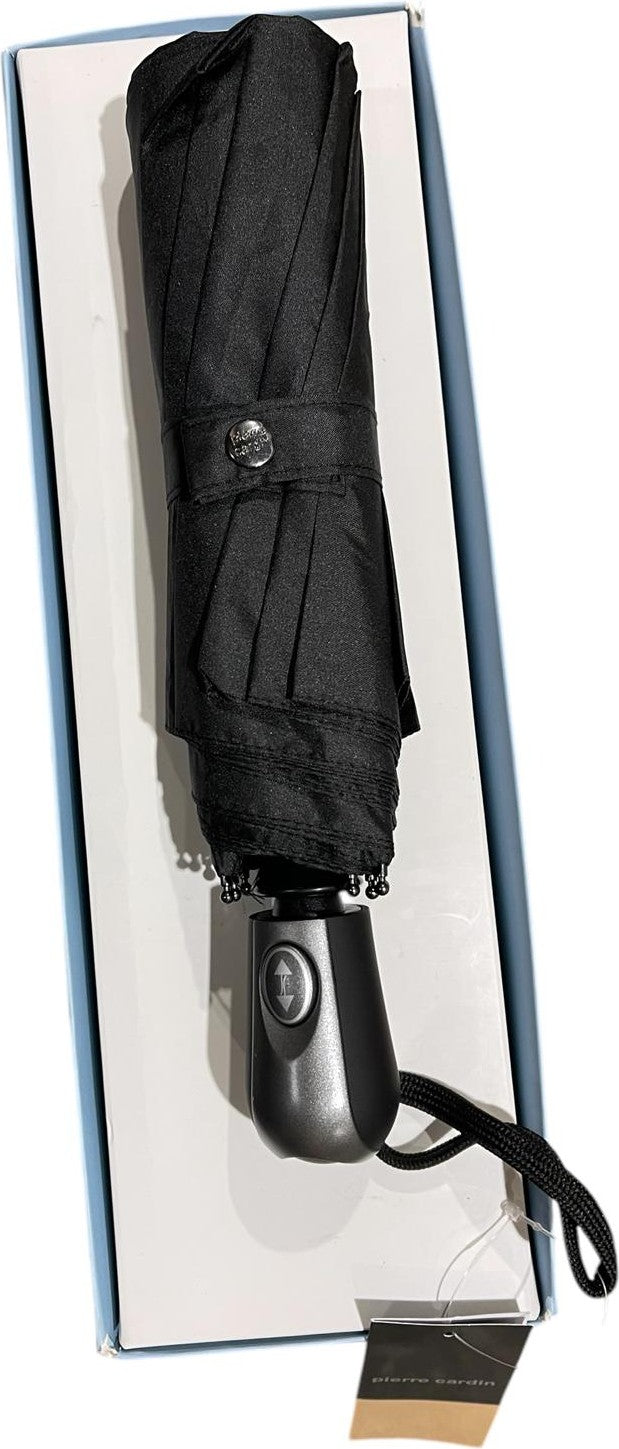 Parapluie de poche Pierre Cardin noir poignée droite - couleur Noir