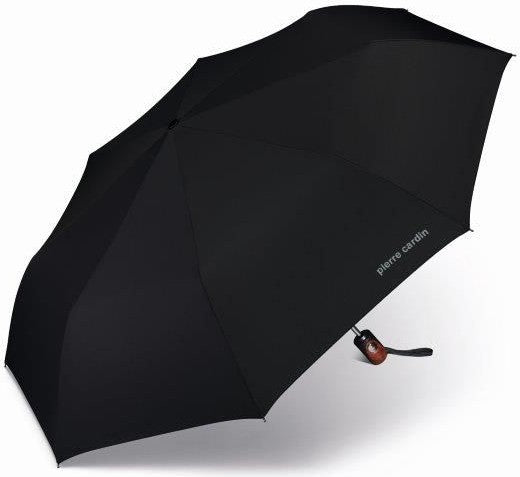 Parapluie de poche Pierre Cardin noir poignée  droite - couleur Noir