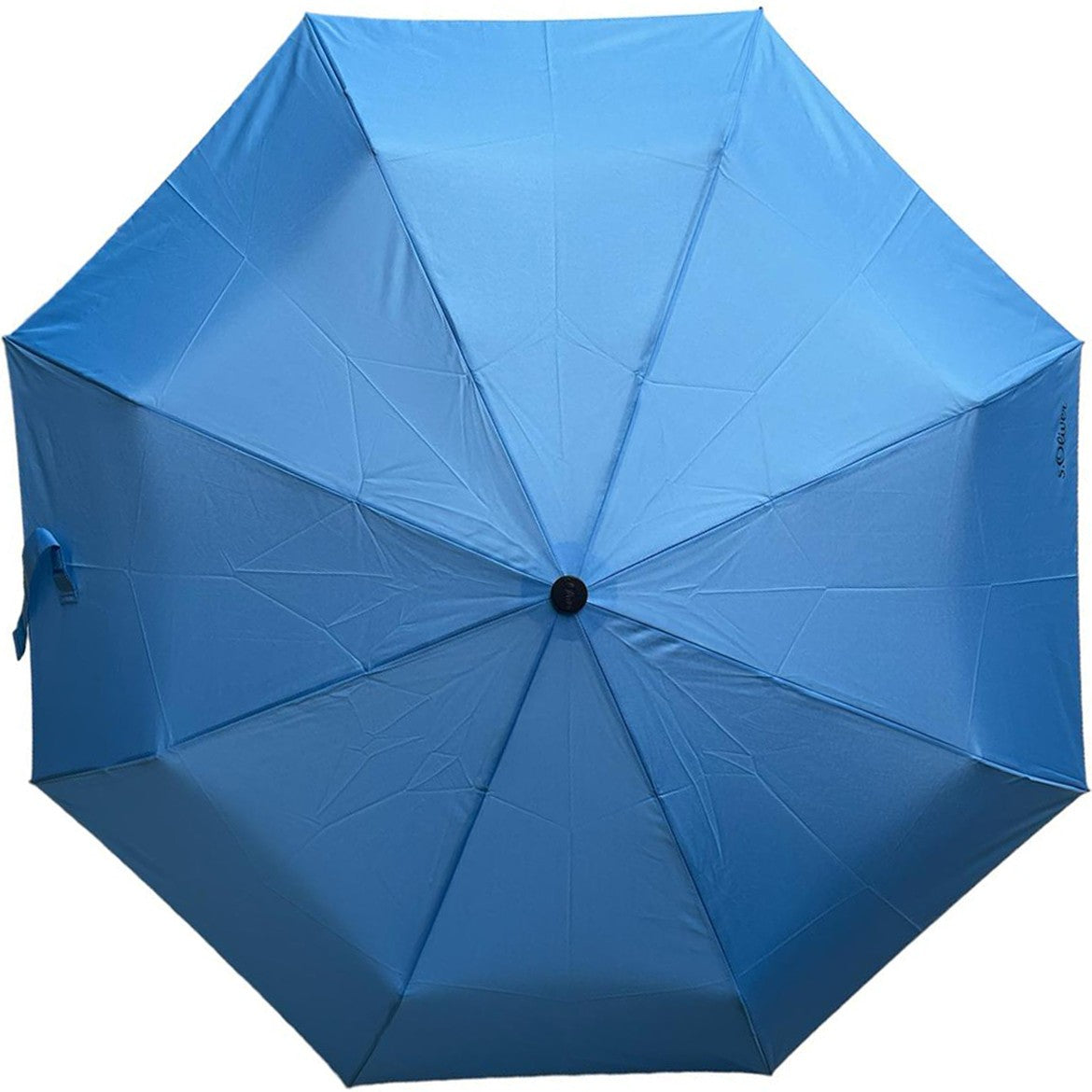 Parapluie de poche S.Oliver uni poignée ronde - couleur Bleu