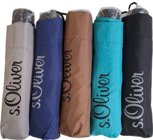 Parapluie de poche S.Oliver uni poignée ronde - couleur Gris