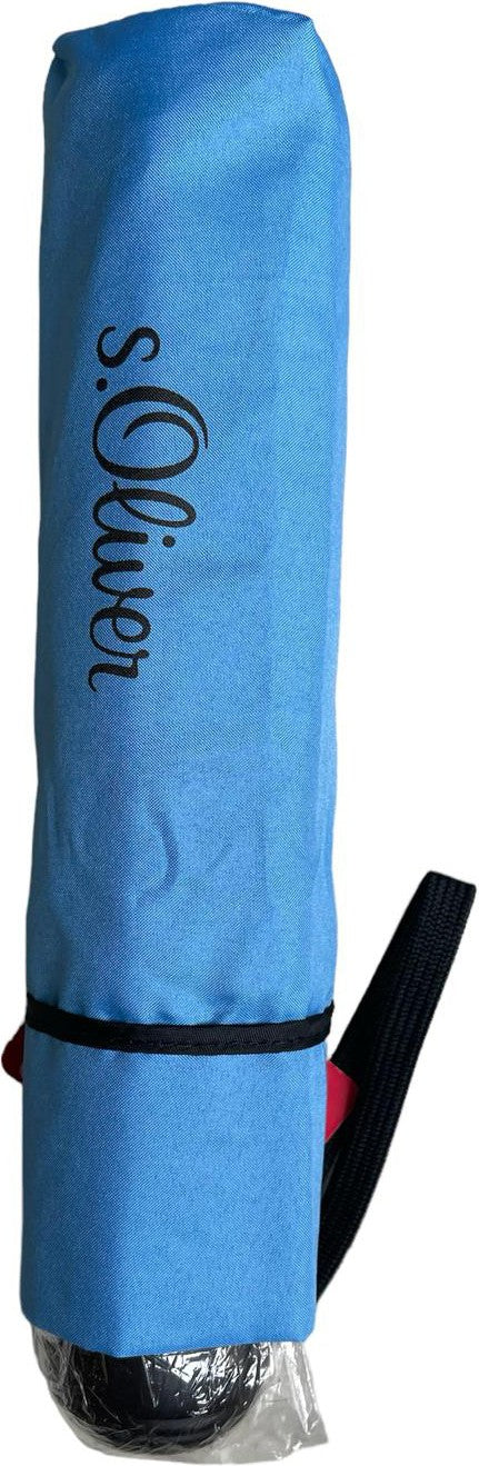 Parapluie de poche S.Oliver uni poignée ronde - couleur Bleu