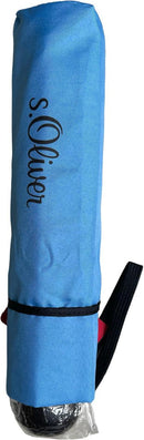 Parapluie de poche S.Oliver uni poignée ronde - couleur Bleu