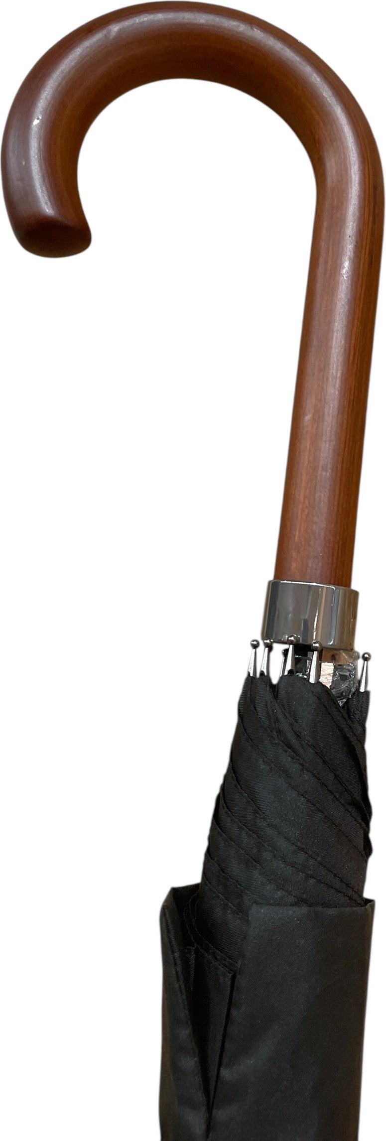 M&P - Parapluie long, canne bois avec étui - noir