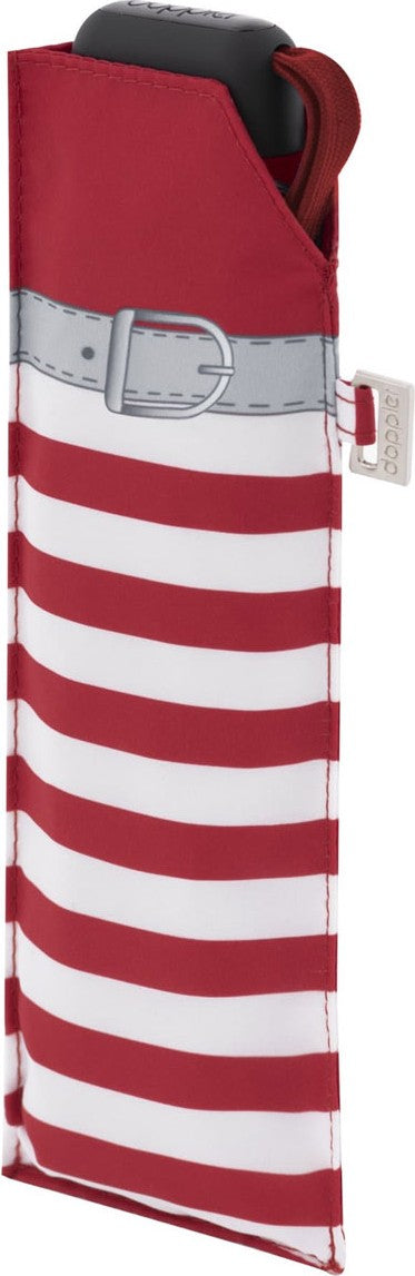 Petit parapluie carbonsteel mini slim Delight rayé bico - couleur Rouge