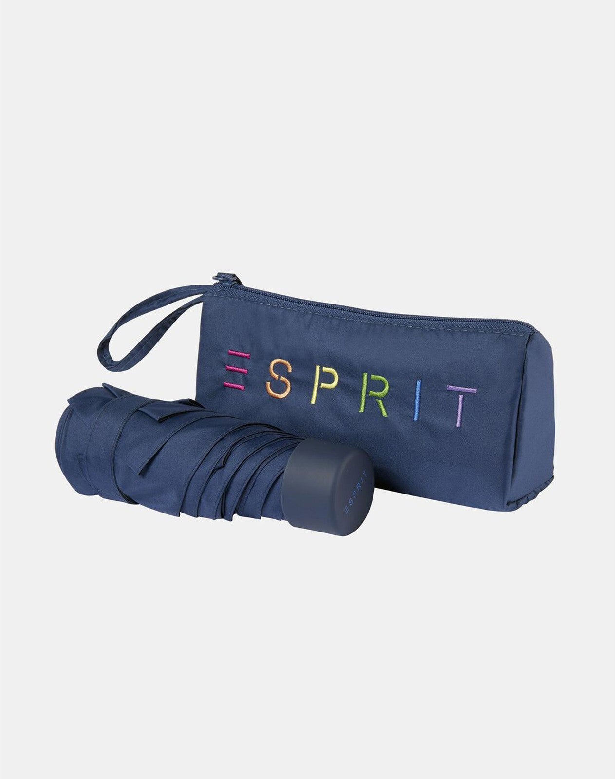 Petit parapluie colorful logo uni avec pochette - couleur Marine