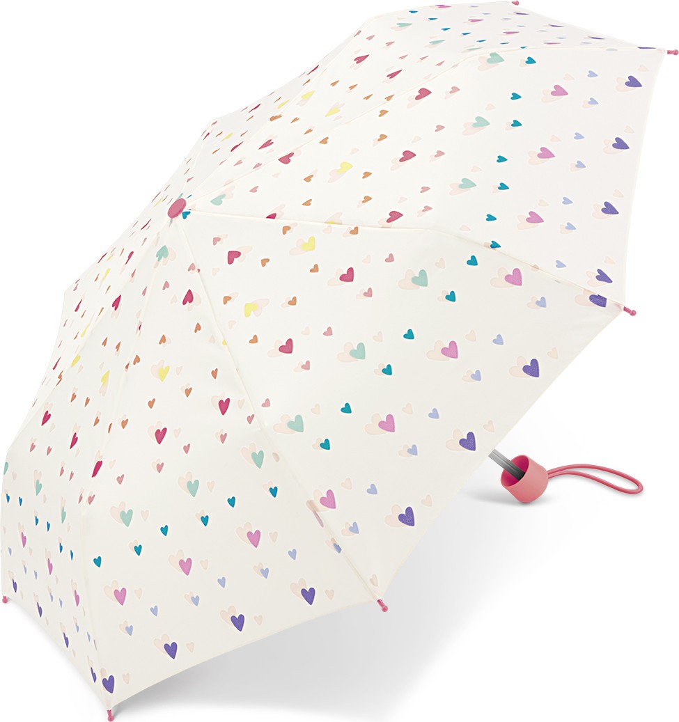Petit parapluie enfant avec cœurs et canne - couleur Blanc