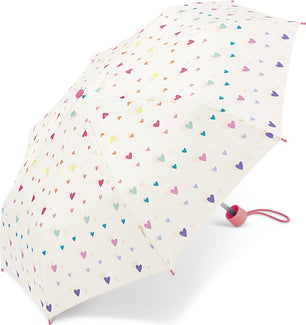 Petit parapluie enfant avec cœurs et canne - couleur Blanc