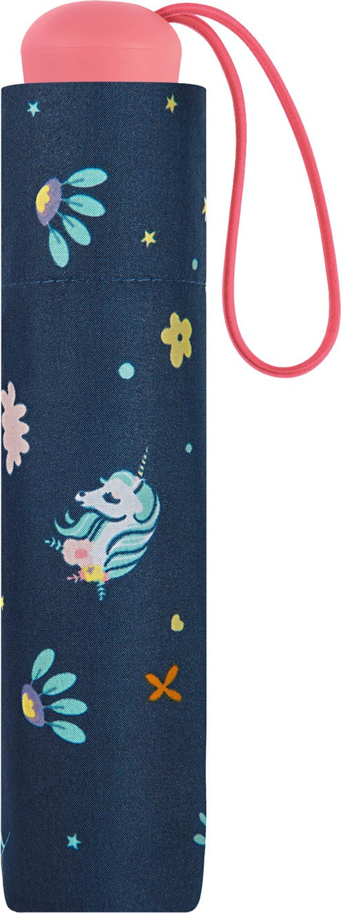 Petit parapluie enfant avec licorne et canne - couleur Marine