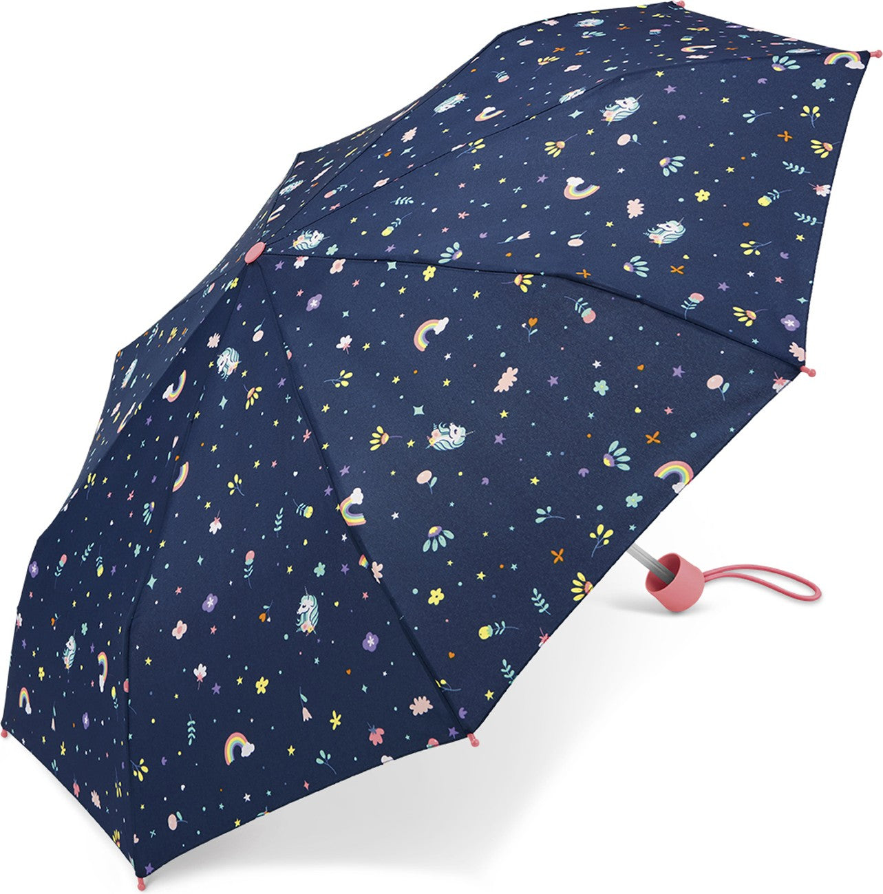 Petit parapluie enfant avec licorne et canne - couleur Marine