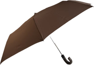 Petit parapluie Vogue uni avec canne en skaï - couleur Marron